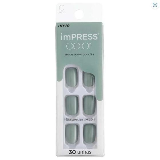 Imagem de Unhas Postiças Impress Color Curto Going Green 1 Unidade