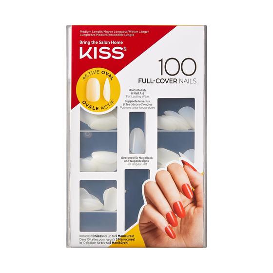 Imagem de Unhas Postiças KISS Active Oval - 100 Unidades com Cola