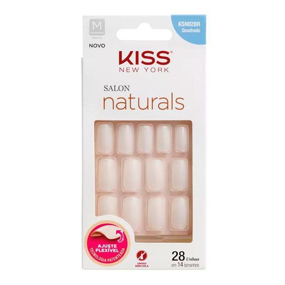 Imagem de Unhas Postiças Kiss New York Salon Natural Médio Quadrado