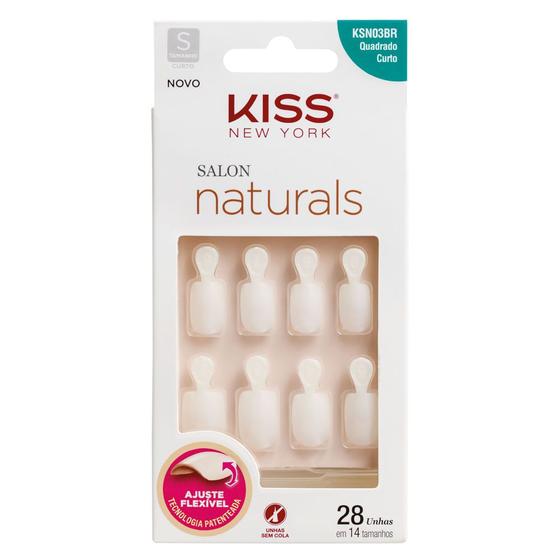 Imagem de Unhas Postiças Kiss NY - Salon Natural Curto Quadrado com Aba