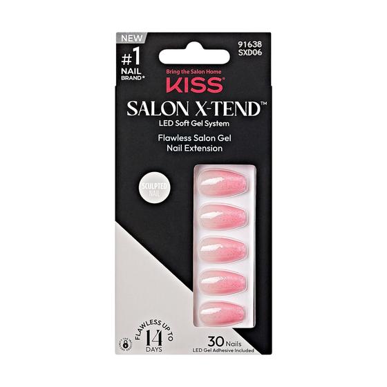 Imagem de Unhas Postiças Rosa Médio KISS Salon X-tend 'Detox' - Caixão