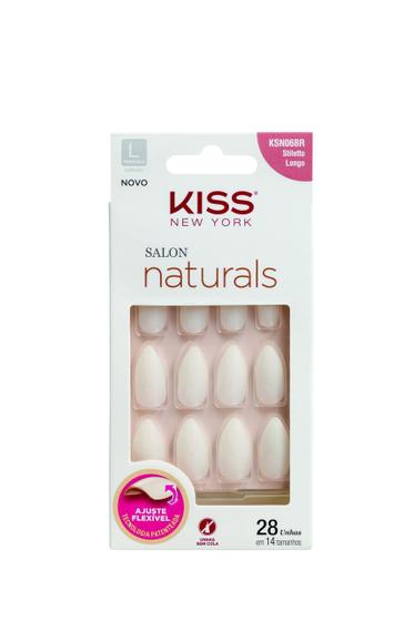 Imagem de Unhas Postiças Salon Natural Longo Estileto  Kiss NY