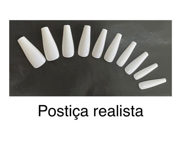 Imagem de Unhas REALISTAS BRANCA Postiças bailarina 100 UN unhas inteiras longas Acrigel Alongamentos