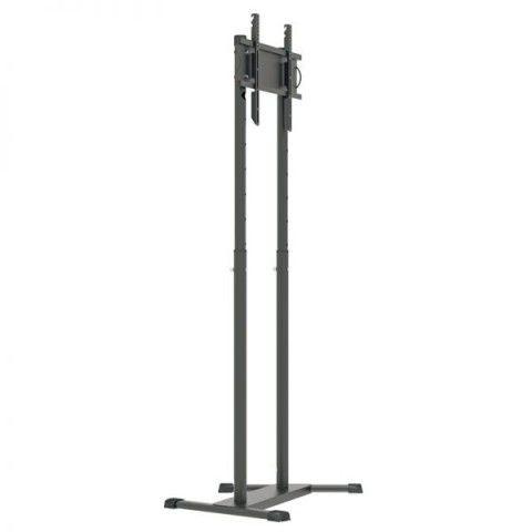 Imagem de UNI PRO T 2  com rodízios Pedestal de chão para TV tela plana 56 pol 1200 a 1800 cms PRETO