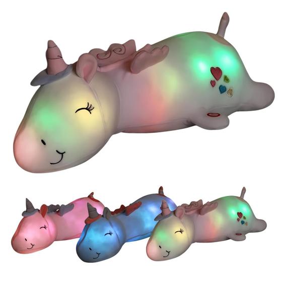 Imagem de Unicornio Pelucia Com Led Confortável Ajuda Dormir - Branco