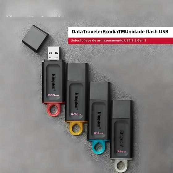 Imagem de Unidade Flash USB Kingston Pen Drive De Alta Velocidade 64GB 128GB 256GB USB3.2 Mini Chave De