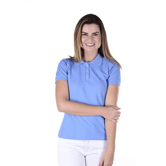 Imagem de Uniforme Feminino - Blusa Baby Look em Tecido de Piquet - Azul