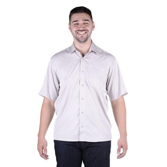 Imagem de Uniforme Social Masculino: Camisa Manga Curta em Tecido de Microfibra - Cinza
