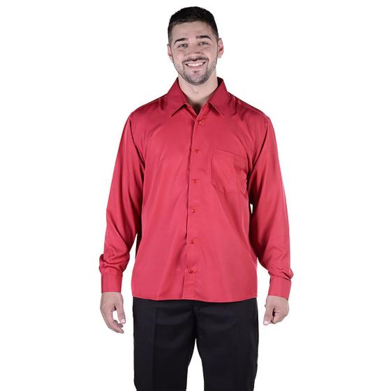 Imagem de Uniforme Social Masculino: Camisa Manga Longa em Tecido de Microfibra - Vermelho