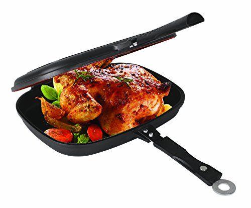 Imagem de Uniware Super Qualidade Non-Stick Revestimento Double Grill Pan, Retangular, Magnetic Bakelite Handle, 12.6 x 9.6 x 2.6 Polegada