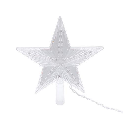 Imagem de Uonlytech Árvore de Natal Star Topper Luz LED Tree Top Star Ornament Home Decoration com plugue dos EUA (branco quente)