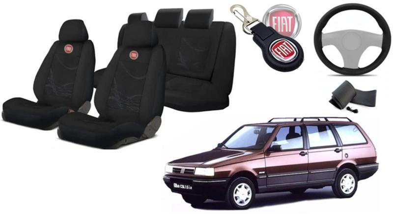 Imagem de Upgrade Elegante: Capas de Tecido para Fiat Elba 1986-1996 + Capa de Volante + Chaveiro Fiat Premium