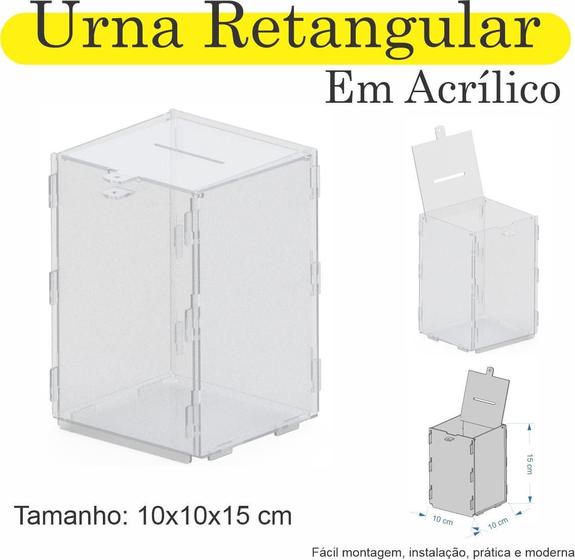 Imagem de Urna Acrilico Sorteio Caixa Sugestão Retangular 15 X 10 Cm