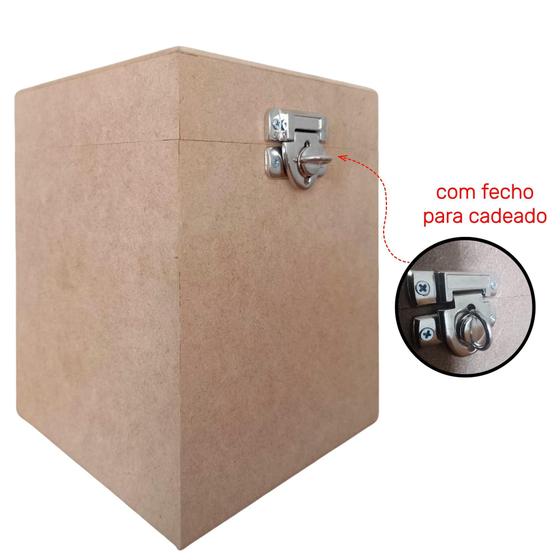 Imagem de Urna cofre com fecho para cadeado em mdf cru
