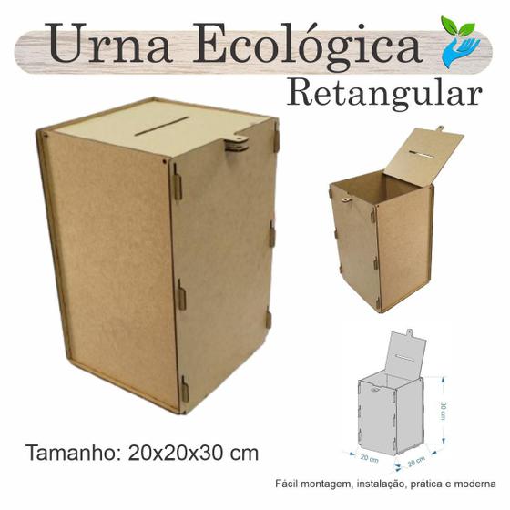 Imagem de Urna Ecológica Sorteio Caixa Sugestão Retangular 30 X 20 Mdf