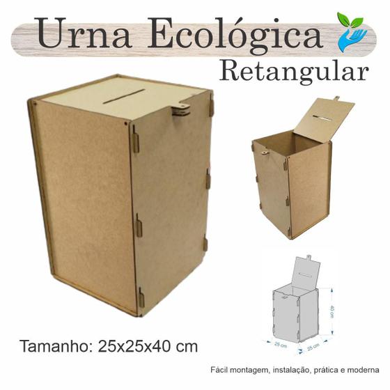 Imagem de Urna Ecológica Sorteio Caixa Sugestão Retangular 40 X 25 Mdf