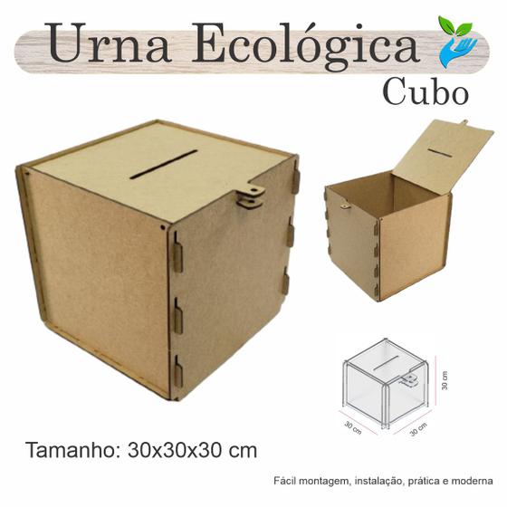 Imagem de Urna ECOLÓGICA Sorteio Caixa Sugestões Cubo 30 Cm X 30 MDF