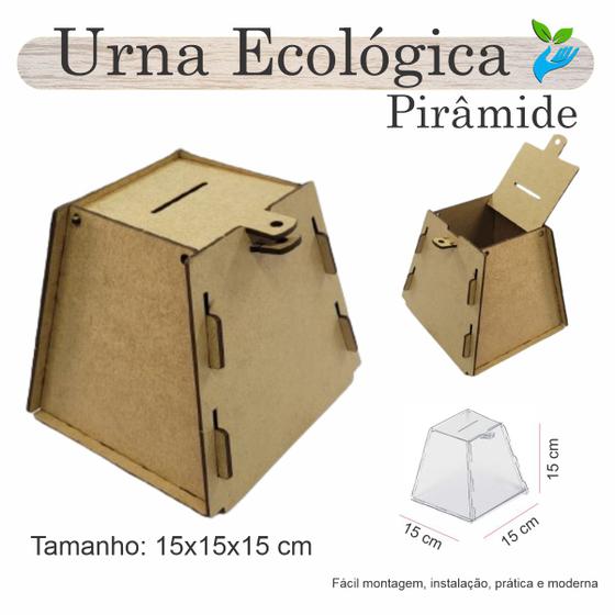 Imagem de Urna ECOLÓGICA Sorteio Caixa Sugestões PIRAMIDE 15 X 15 MDF