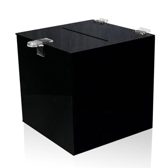 Imagem de Urna Quadrada com cadeado 20x20cm em Acrílico Preto 3mm