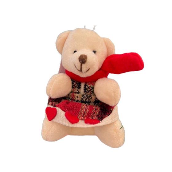 Imagem de Ursa Pendente de Vestido e Cachecol Vermelho de Natal 10cm