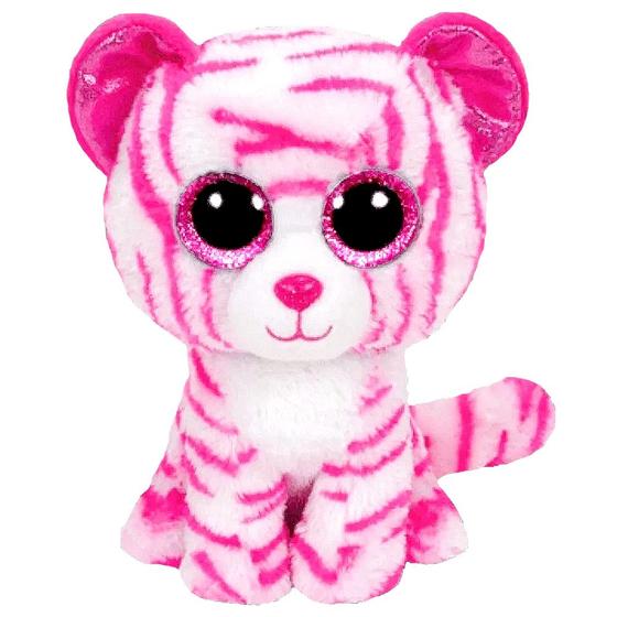 Imagem de Ursinho de Pelúcia Tigrinho Rosa Asia de 16cm Ty Beanie Boos Original