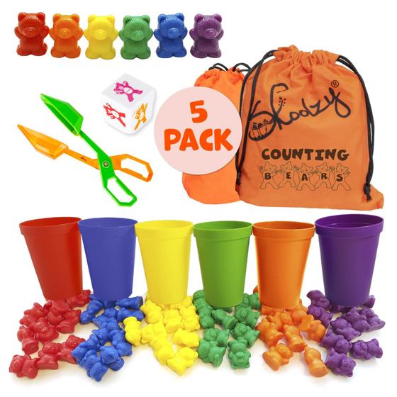 Imagem de Ursinhos de Contagem Skoolzy Rainbow - 60 Unidades com Copinhos Separadores (3+)