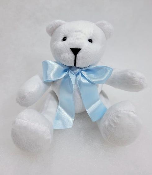 Imagem de Urso articulado pelúcia branca g. 34cm laços variados nichos decoração quartos bebês