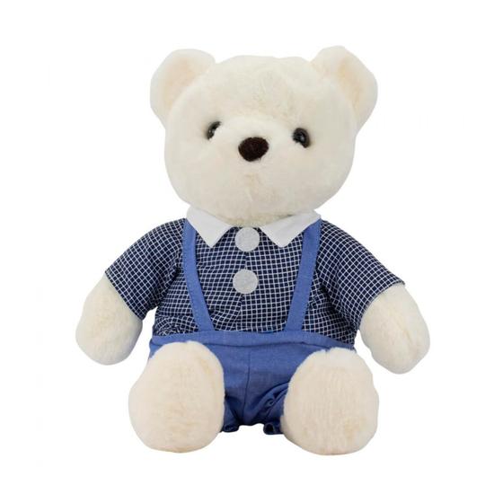 Imagem de Urso branco  jardineira 40cm