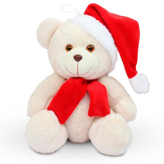 Imagem de Urso de Pelúcia 15cm Decoração de Natal cor Baunilha