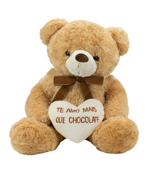 Imagem de Urso De Pelúcia 48 Cm Coração Te Amo Mais Que Chocolate Fofy