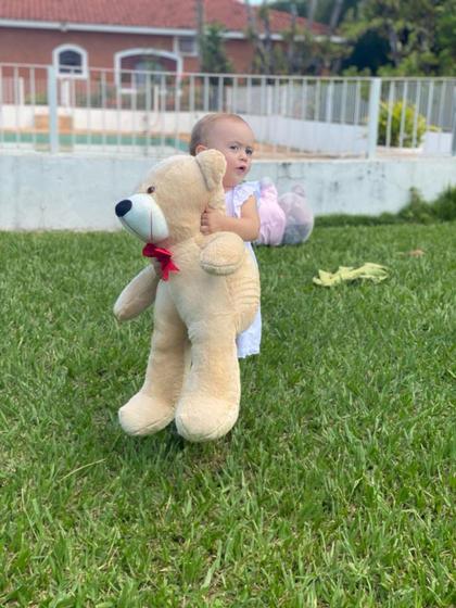 Imagem de Urso de Pelúcia Antialérgico Para Bebe Dois Tamanhos Laço Vermelho