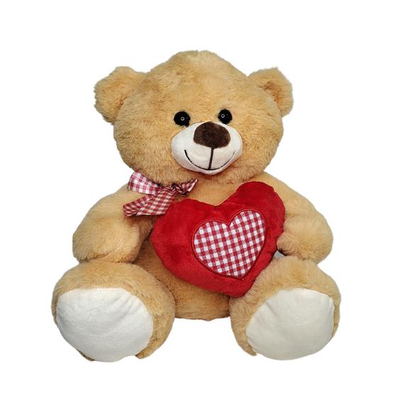 Imagem de Urso de Pelúcia com Coração Namorados com Laço Xadrez