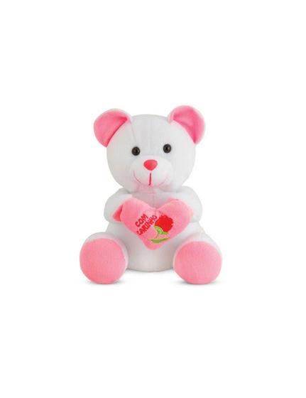 Urso de Pelúcia com Coração Rosa 25 cm Antialérgico Menor preço em Urso de Pelúcia com Coração Rosa 25 cm Antialérgico