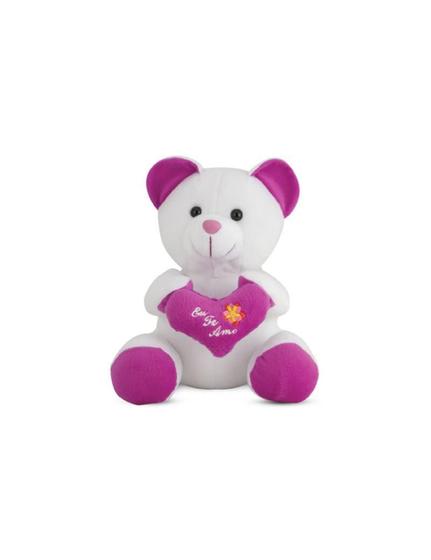 Imagem de Urso De Pelúcia Com Coração Roxo 25 Cm Antialérgico