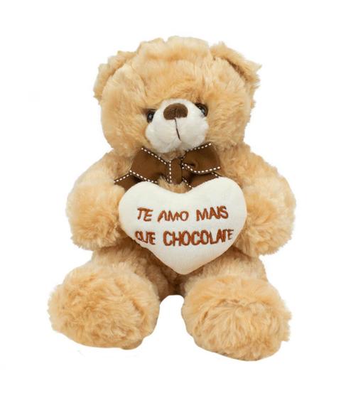 Imagem de Urso de Pelúcia com Coração Te Amo mais que Chocolate 22cm