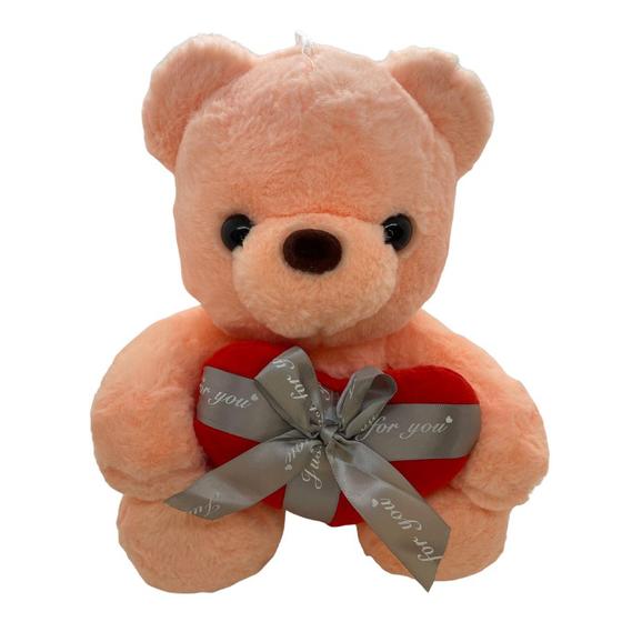 Imagem de Urso de Pelúcia com Coração Vermelho - Rosa - 28cm - 1 unidade - Rizzo