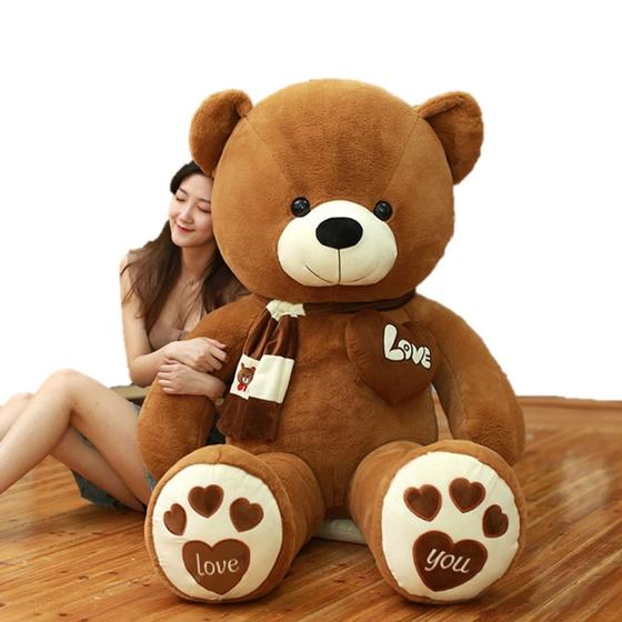 Imagem de Urso de Pelucia Gigante com Coração I Love You 90cm Marrom