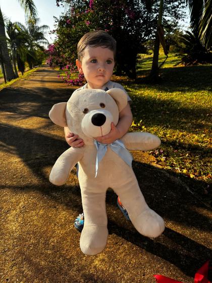 Imagem de Urso De Pelúcia Grande Bicho Bolota Macio 50cm Presente Laço