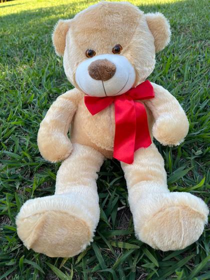 Imagem de Urso De Pelucia Macio Bicho 50cm Criança Presente Com Laço Várias Cores