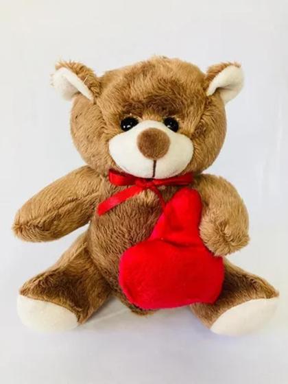 Imagem de  Urso de pelúcia mini com coração 16cm decoração amor namorados