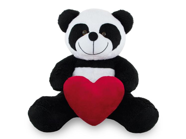 Imagem de Urso de Pelúcia Panda Coração 30cm Anti-alérgico