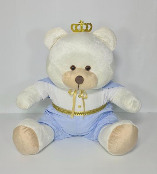 Imagem de Urso De Pelúcia Príncipe Realeza Grande 50 cm Azul Bebê - PolyBaby