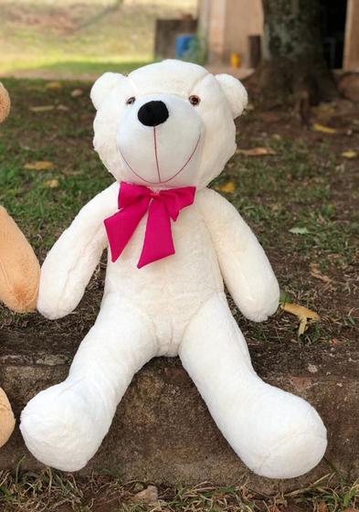 Imagem de Urso de Pelúcia Teddy Baunilha 90cm Grande Fofinho Com Laço Presente Decoração