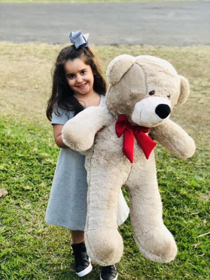 Imagem de Urso De Pelúcia Teddy Grande Com Laço 90cm Super Fofo