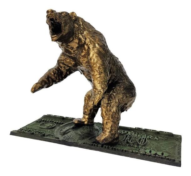 Imagem de Urso de Wall Street com Dólar Trader Bolsa de Valores Investimento (cor Ouro Rustico)