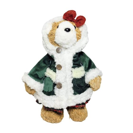 Imagem de Urso Fêmea Natalino Verde 29X22X17Cm Enfeite De Natal