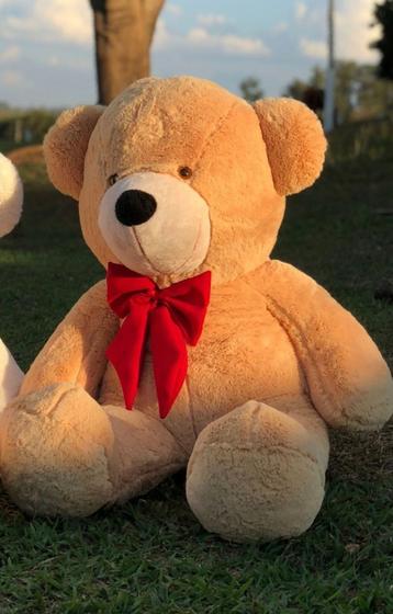 Imagem de Urso Gigante Pelúcia Ted Bicho 1,10 cm Antialérgico bebê almofada Doce de Leite