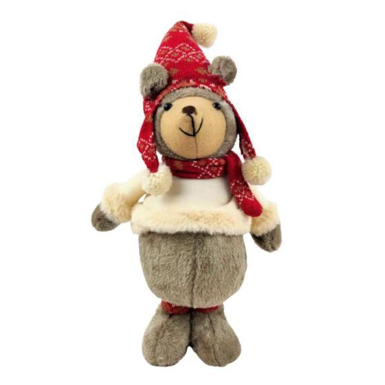 Imagem de Urso Gorro Vermelho Boneco Pelúcia Natal Decoração 46X23cm