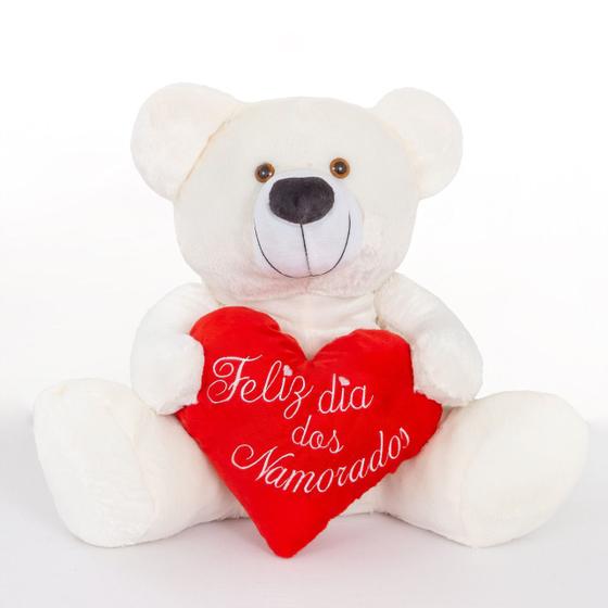 Imagem de Urso Grande De Pelúcia 60Cm Teddy Bear Com Coração Personalizado Feliz Dia Dos Namorados