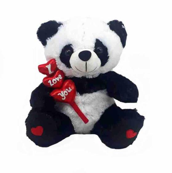 Imagem de Urso Panda de Pelúcia Namorados I Love You 27 cm - Fizzy Toys